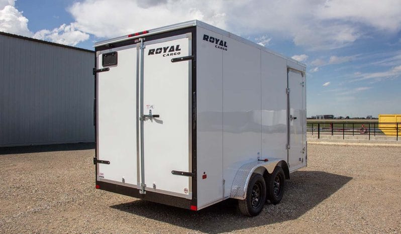 Enclosed Cargo Trailer 7′ W x 16′ L w/ V-Nose – 86″ Wall Height full