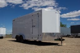 Enclosed Cargo Trailer 7.5’W x 16’L with V-Nose 86” Wall Height Rear Barn or Ramp Door 7,700 lbs. or Payload 5,389 lbs. full