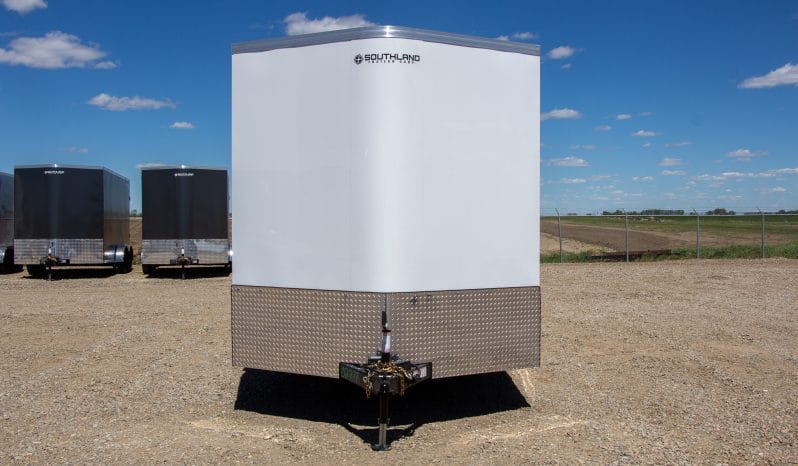 Enclosed Cargo Trailer 7.5’W x 16’L with V-Nose 86” Wall Height Rear Barn or Ramp Door 7,700 lbs. or Payload 5,389 lbs. full