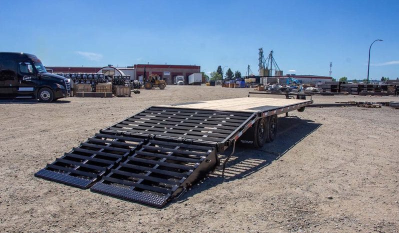 20′ & 25′ High Boy Tandem Axle Equipment Beavertail Trailer w/ Flip Over Ramps full