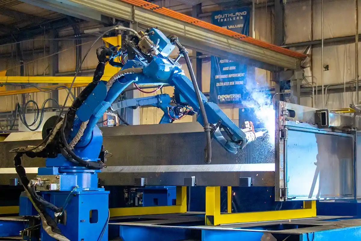 Welding Robot Welding a Trailer