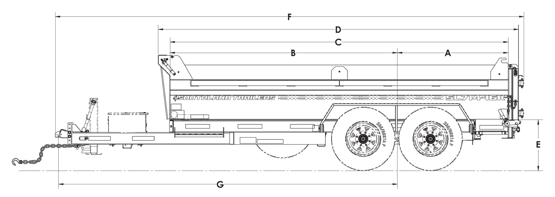 SL714-16K Dump Trailer Line Drawing