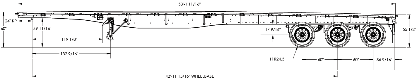 Steel Flatbed Line Drawing